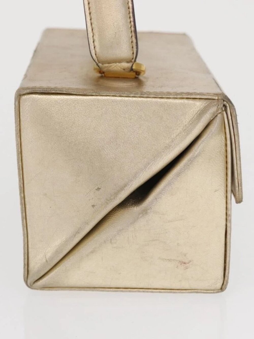 Salvatore Ferragamo Gancini Hand Bag Leather Gold Auth BA10111 - Picture 6 of 13